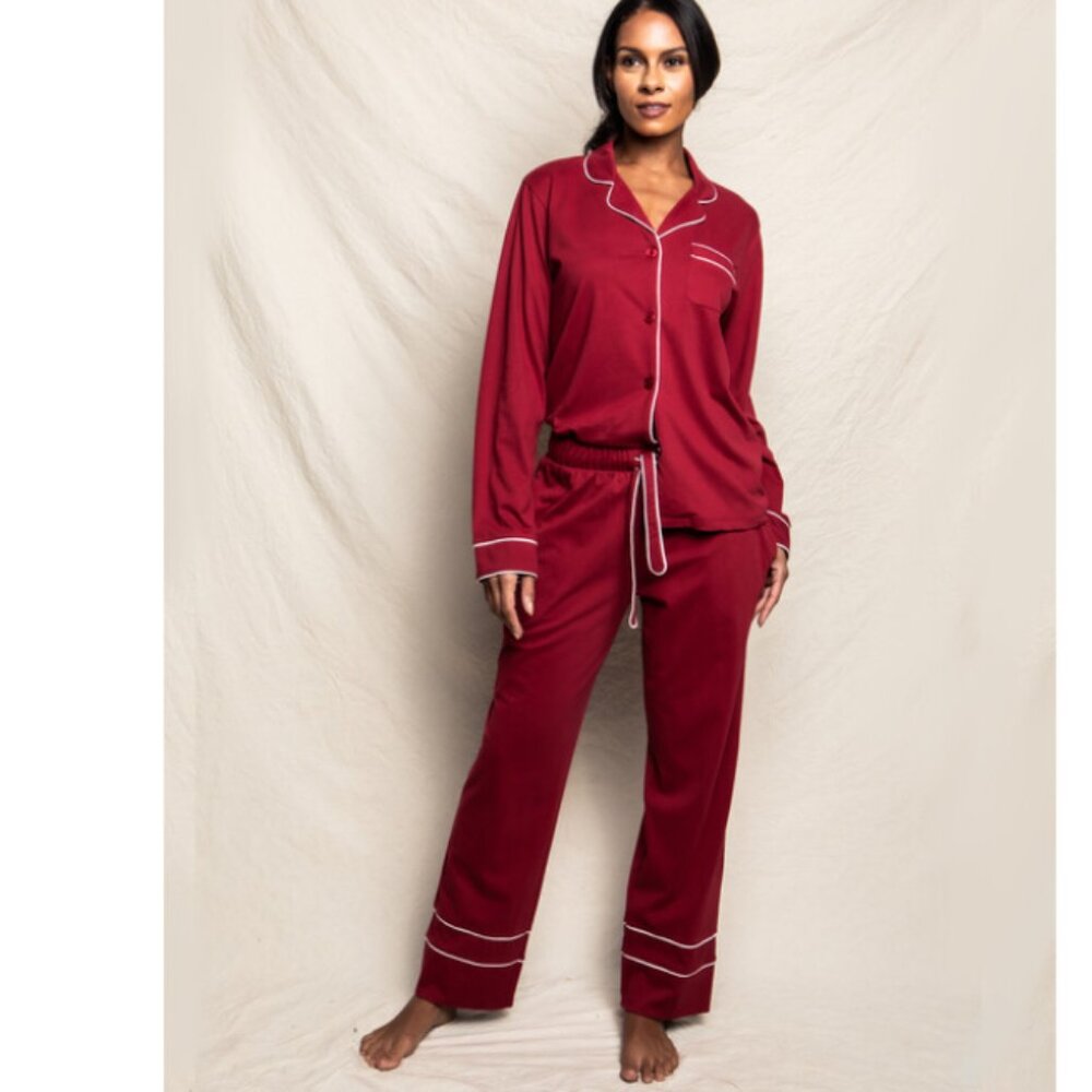 Petite Plume Red Pima Pajama Set with White Trim
